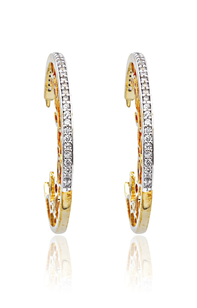 American Diamond Bali Loop Earrings for Party Wear - Jumkey Fashion Jewellery