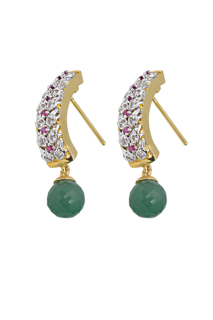 American Diamond  Ruby and Emerald Dangler Earrings - Jumkey Fashion Jewellery